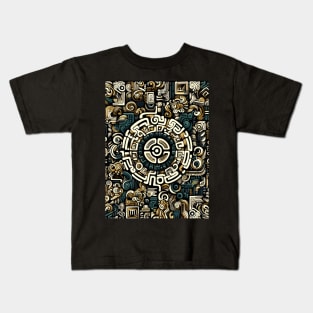 Mystical Echoes: Maya Art Revived in Vibrant Illustrations Kids T-Shirt